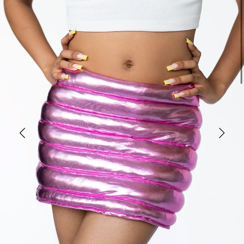 Pink Shiny Puffer Skirt